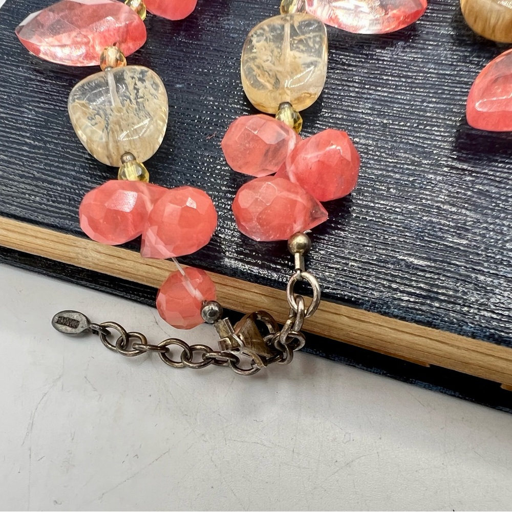 BARSE cherry quartz gemstone sterling silver statement necklace 15” - 18” - Picture 10 of 13
